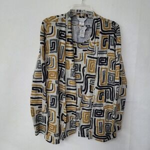 Multiples Sweater Set Womens Small Geometric Print Tank Open Cardigan‎ Stretch